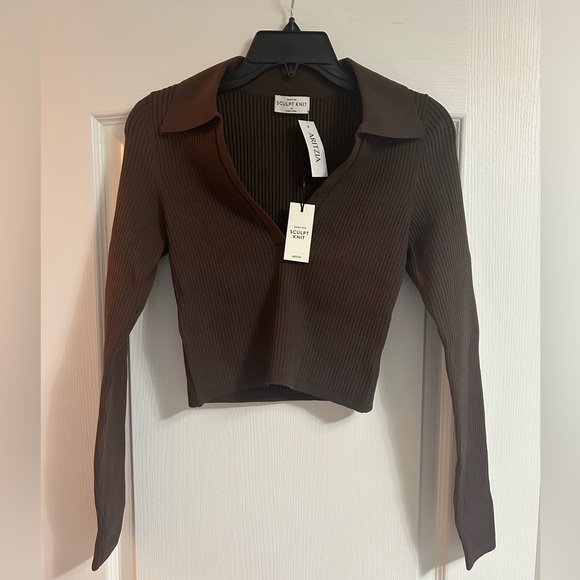 NWT Babaton Sculpt Knit Polo Longsleeve M - Picture 4 of 5